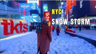 NYC Snow Storm Walking Tour 4K