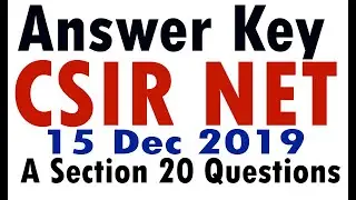 Answer Key CSIR NET 15 Dec 2019 Part A
