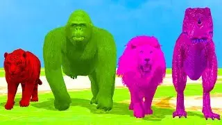 Animals Finger Family Nursery Rhyme for Kids | Dinosaur Lion Tiger Gorilla Animation for Children's