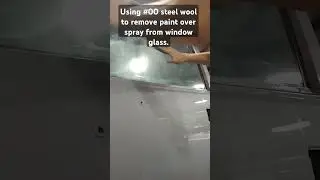 How to remove paint overspray from window glass. Using steel wool.  #howto #paint #removal