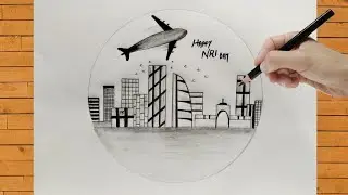 Happy NRI Day Poster Drawing Very Easily With Only Pencils || Probasi Bharatiya Divas Drawing 2022