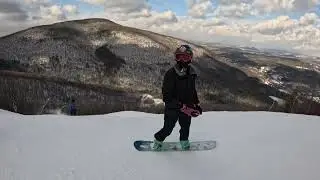 Snowboarding at Hunter Mountain New York Double Black Diamond. Clair's Way