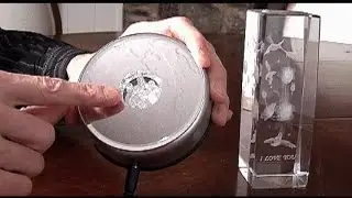 3D Laser Crystal Etched Art Cube LED Rotating Light