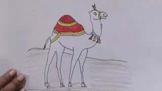 Desert Camel Drawing Easy | Desert Scenery Drawing | Camel Drawing | How To Draw Camel🐪 Step By Step