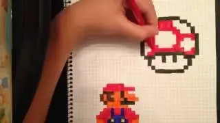 Mario and mushroom (in fast motion, pixel art)