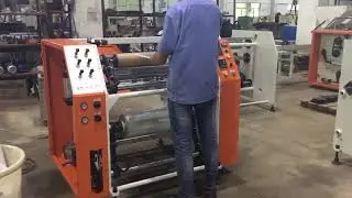 semi-automatic slitter and rewinder machine for stretch film