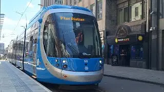 Tram 50 leaving Bull Street to Wolverhampton Station
