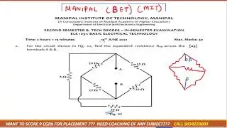 #Manipal #BET 19 june 2021 (end term) equivalent resistance.solved exam)#basic electrical technology