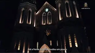 Catedral São João Batista recebe nova iluminação noturna, inaugurada na programação de Natal.