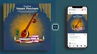 Happy Vasant Panchami Social Media Banner Post Design in Photoshop Tutorial