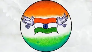 Independence day drawing step by step | Circle art | Oil pastel | Republic Day drawing