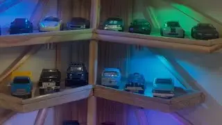 Handmade Corner Wall Display for Hot Wheels & Matchbox Cars | Wooden Shelf with LED