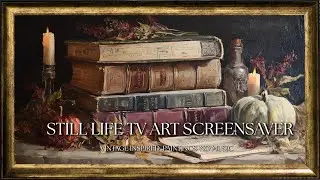 Framed Still Life: Vintage Books & Autumn Pumpkins TV ART SCREENSAVER