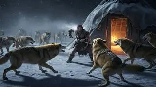 Wolf Pack Attacks Lone Ice Age Hunter | Prehistoric Survival Night Horror