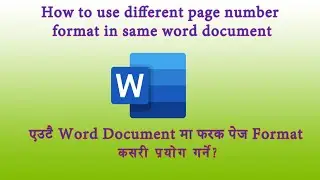 How to use different page number format in same word document? in Nepali