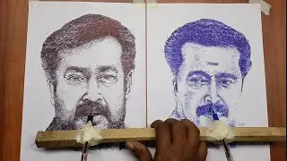How to draw Mohanlal Mammootty drawing | Prasanth kurup Artz 🎨 #mohanlal #mammootty  #drawing