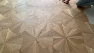 Elegant fan shape wood inlay wood medallion #woodinlay #woodfloors #woodflooring #woodenfloors