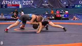 1/8 WW - 56 kg: A. MYTKOWSKA (POL) df. E. CELIK (TUR) by VPO1, 4-2