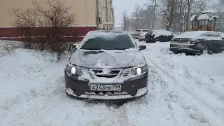 #333 SAAB 9-3: катаюсь по делам в сильный снегопад