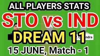 STO vs IND Dream 11 Team Analysis 1st t10 Match, STO vs IND 1st T10 Match Dream 11 Team Prediction