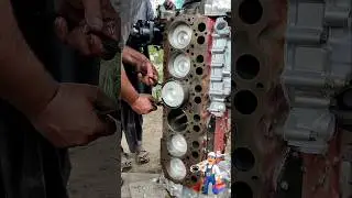 six cylinder diesel engine pistion installation #shorts #engine #mechanic #short #viralshorts