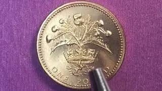 UK &pound;1 1984 - QEII One Pound Thistle Coin - 1984 United Kingdom Two Pence - Great Britain end paper &pound;