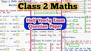 Class 2 Maths Half Yearly Question Paper|Class 2 Half Yearly Question Paper| Class 2 Maths Worksheet