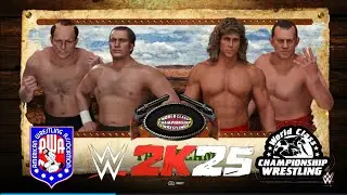OLD SCHOOL WRESTLING AWA Verne/Greg Gagne vs WCCW Fritz/ Kerry Von Erich @ The Sportatorium WWE 2K25