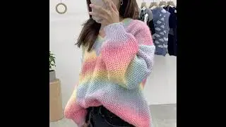 VSCOO Rainbow Sweater