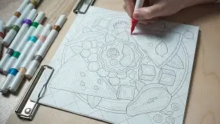 Satisfying Acrylic Marker Coloring — Watermelon Slice on a Fruit Plate