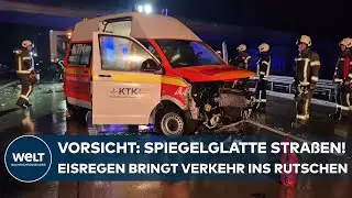 WINTERCHAOS IN DEUTSCHLAND: Spiegelglatte Stra&szlig;en im Nordosten &ndash; Extreme Rutschgefahr nach Eisregen