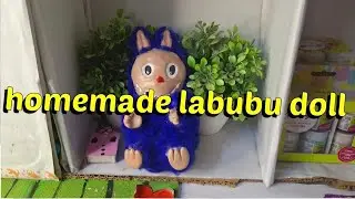 Homemade labubu doll 🤩🤩||#labobudoll #labubu #doll #bluecolor #howtomakelabubudoll