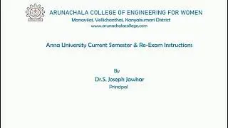Anna University Current Exam & Re-Exam instructions_ Dr.S. Joseph Jawhar