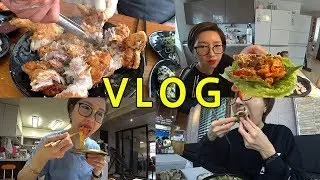 치킨 라면 빵 편의점 국밥 디저트 빵 모두 섭렵한 먹방 브이로그 VLOG ) 여수 일상 모닝삼겹살 풍미통닭 마늘통닭 육아