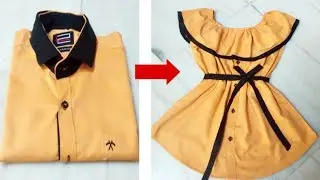 Convert any old men's shirt into baby dress