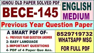 BECE 145 Previous Year Question Paper Solved in English || bece 145 important questions with answers