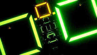VisionKanal 4K &ndash; Futuristic Green and Yellow Neon Digital Tunnel | No Audio [2 Hours]
