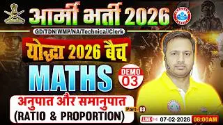 Army Bharti 2026 Maths Classes | योद्धा बैच Demo Class -03 | Maths For Army Army GD/TDN/WMP/Tech/NA