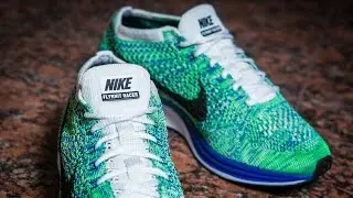 Nike Flyknit  Racer White/Black/Game Royal/Green Strike 526628-104