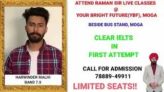 Clear Ielts Exam With Raman Sir | Join Your Bright Future #YBF Moga & Attend Live Classes Of #Raman