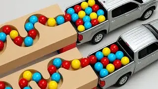 Marble Run ASMR Race ☆ HABA Slope & Dump Truck Excavator Ambulance Forklift Garbage Truck Tractors