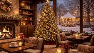 Cozy Winter Cafe Ambience ❄️☕ Smooth Jazz Music & Christmas Jazz with Fireplace for Study and Relax