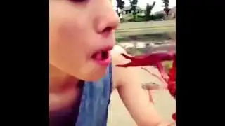 Asian Guy Dancing With Crabs