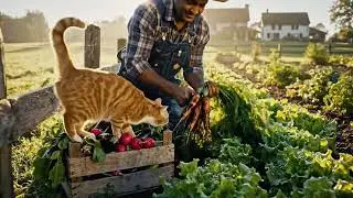 Cats carrying fresh farm produce back to the barn
