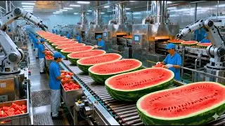 Inside a Modern Watermelon Factory: From Fresh Watermelon to Delicious Desserts (The Whole Process)