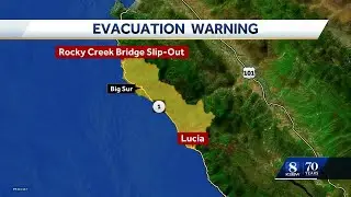Evacuation warning issued for Big Sur south of Rocky Creek slip-out