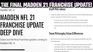 THE FINAL MADDEN 21 FRANCHISE UPDATE! TONS OF UPDATES AND STAFF MANAGEMENT TEASED! | MADDEN 21