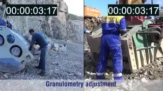COMPARISON GRANULOMETRY ADJUSTMENT, Xcentric Crusher vs. another crusher bucket
