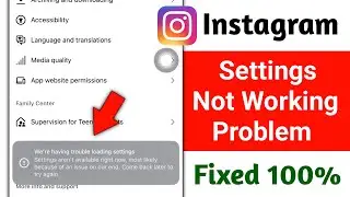 Instagram Settings Not Working On iPhone 2026 || We're having trouble loading settings Error Problem