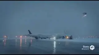 A heavy collision of plane during snow storm 🌨️ 